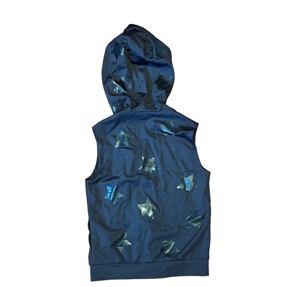 Ultracor Womens Black Star Print Hooded Sleeveless Full Zip Vest Size S USA Made - Picture 4 of 8